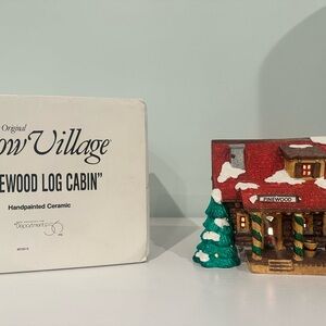 Department 56 Snow Village Pinewood Log Cabin